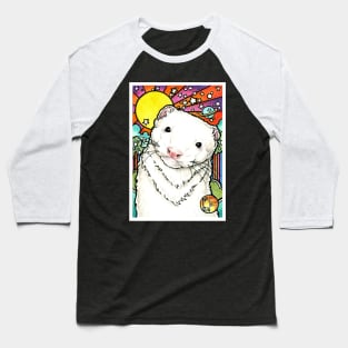 Sunny Happy Ferret - White Outlined Version Baseball T-Shirt